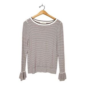 Ann Taylor LOFT Long Bell Sleeve Striped Knit Top‎ Small S